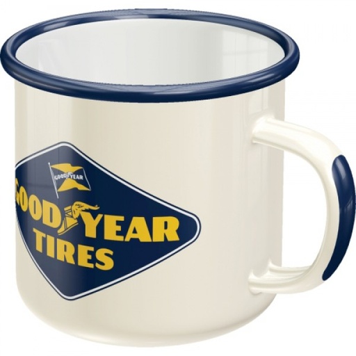 [NA43205] Nostalgic Art 360ml Enamel Mug - Goodyear Logo White