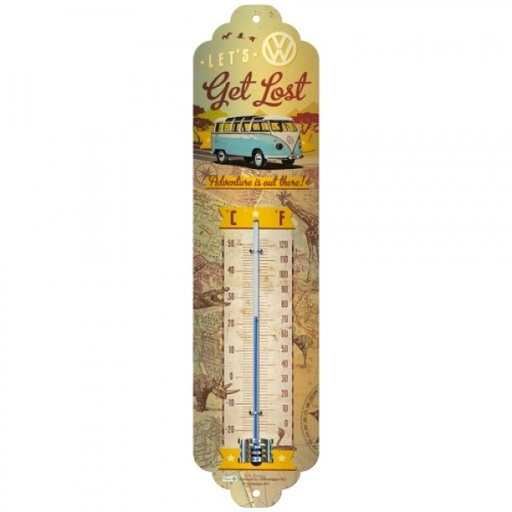 [NA80306] Thermometer VW Bulli/Kombi C°+F° Get Lost  6.5cm x 28cm In Hang Sell