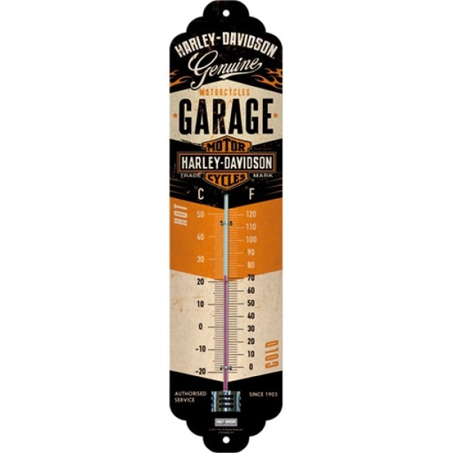 [NA80313] Thermometer Harley Davidson Garage C°+F° 6.5cm x 28cm In Hang Sell