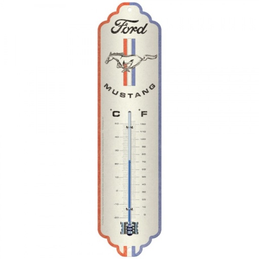[NA80338] Thermometer Ford Mustang C°+F° 6.5cm x 28cm In Hang Sell