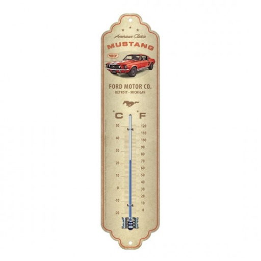 [NA80366] Thermometer Ford Mustang GT 1967 Red C°+F° 6.5cm x 28cm In Hang Sell
