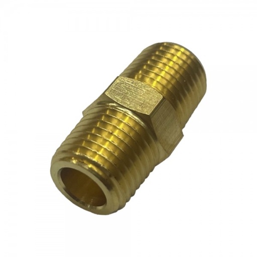 [P2702] Brass Hex Nipple 1/4" (6.3mm) Male BSP Thread