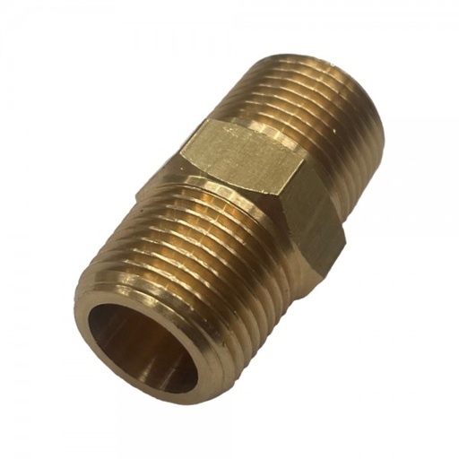 [P2703] Brass Hex Nipple 3/8" (9.5mm) Male BSP Thread