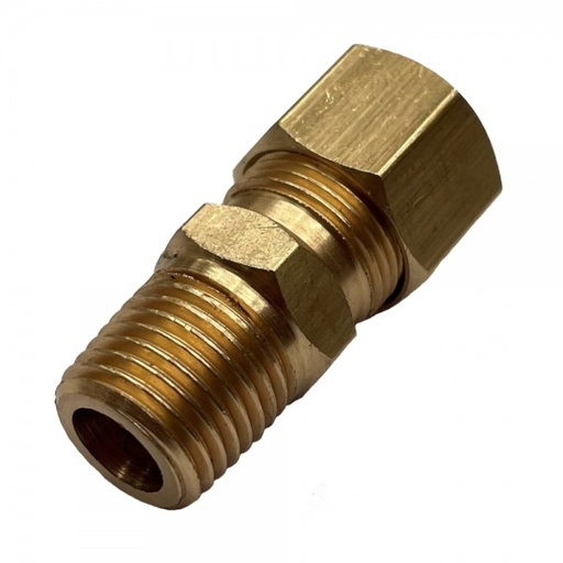 [P312] Brass Single Compression Union 3/8" (9.5mm) Hose Tube to 1/4" (6.3mm) Male BSP Thread