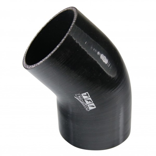 [SH-E45-83-50-BLK] Silicone Hose Black 45 Deg Elbow 83mm (3.25") ID, 50mm Leg Length