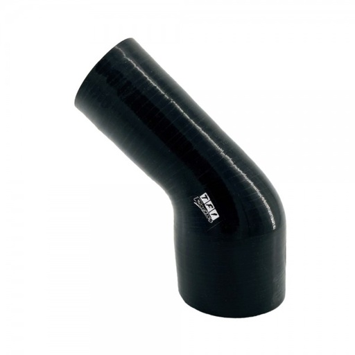 [SH-RE45-76-63-BLK] Silicone Hose Black 45 Deg Reducing Elbow 76 to 63mm (3" to 2.5") ID, 50mm Leg Length