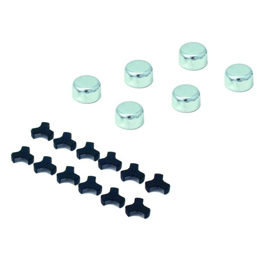 [1428] Bolt Cap Covers Chrome with retainers suit 7/16" or 10mm Bolt Heads Set 6