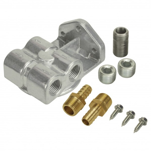 [15709] Derale Single Side Ports 1/2" NPT Remote Filter Mount Dual Side Ports