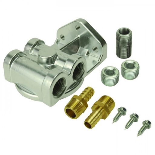 [15729] Derale Single Side Ports 1/2" NPT Remote Filter Mount Dual Side Ports