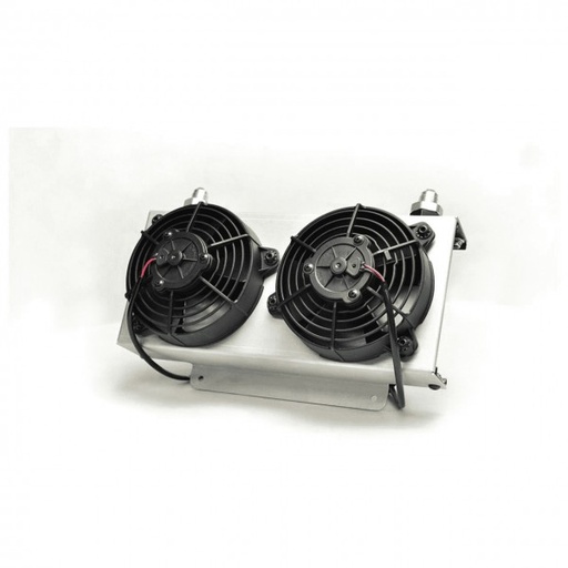 [15845] Derale Dual 5" Fans Cool Remote Fluid Cooler 19 Row Stacked Plate -10AN