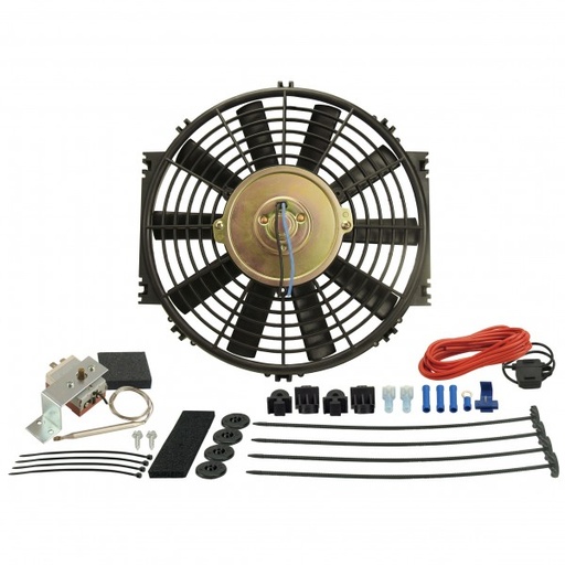 [16310] Derale 10" Straight Blade Reversible 625Cfm Electric Fan with Thermostat