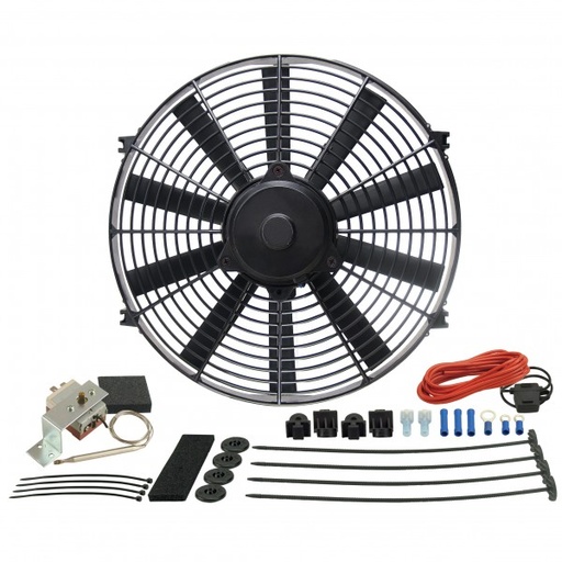 [16314] Derale 14" Straight Blade Reversible 1225Cfm Electric Fan with Thermostat