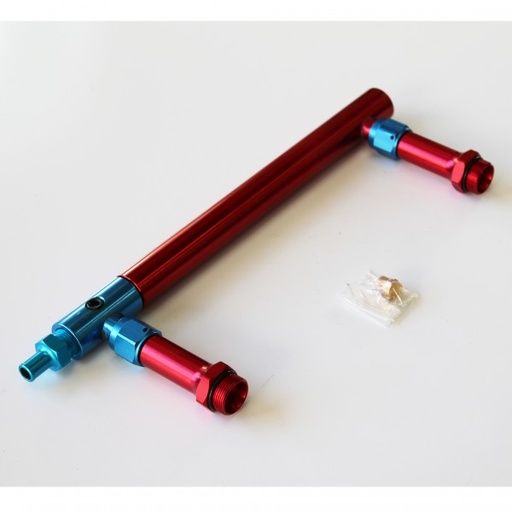 [2158] Holley Carburettor Double Pumper Fuel Line Billet Red/Blue Fuel Log