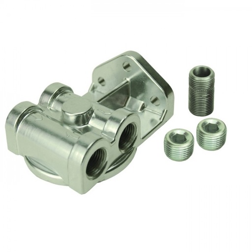 [25049] Single Side Ports Remote Filter Mount 3/8"Npt Ports, 3/4"-16 Thread Derale