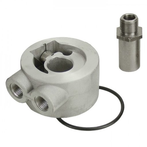 [25734] Thermostatic Engine Sandwich Adapter 3/8"NPT, 22x1.5mm Filter Derale
