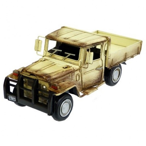 [30438] Automobelia Metal Collectable Toyota Land Cruiser Ute Ornament - Cream