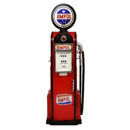 [30632] Automobelia Metal Collectable Ampol Petrol Pump Bowser Ornament - Red