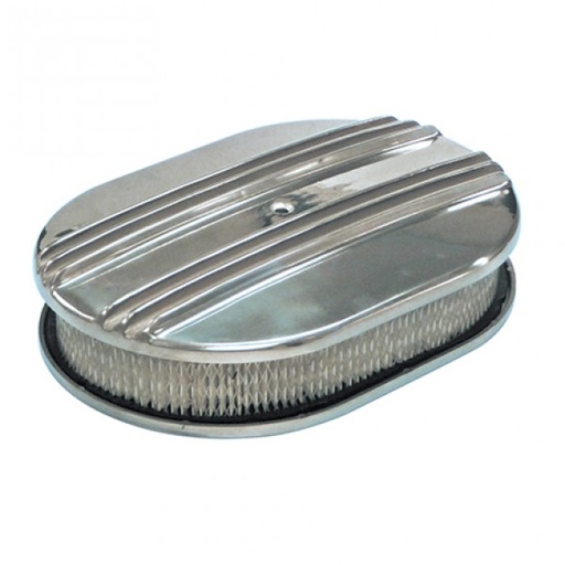[40801] Oval Dual Centre Finned Alum Air Cleaner 12" x 2" Holley Edelbrock Quadrajet