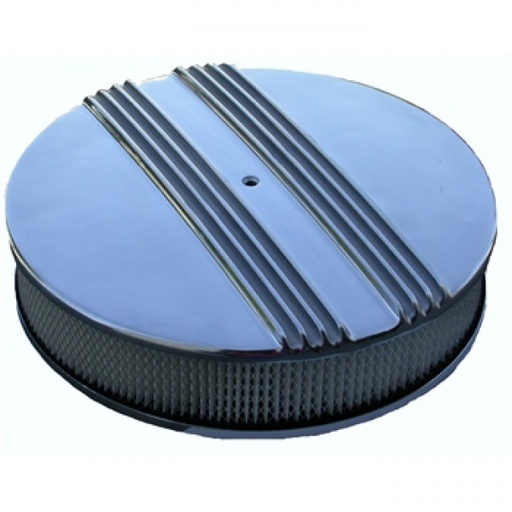 [40802] Dual Centre Finned Aluminium Air Cleaner 14" x 3" Holley Edelbrock Paper Filter