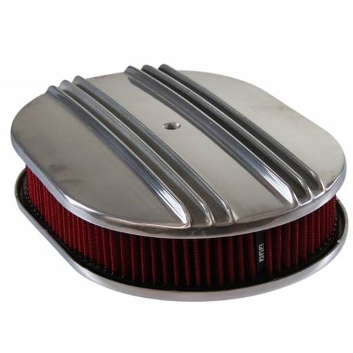 [40868] Oval Dual Centre Finned Air Cleaner 12" x 2" Holley Edelbrock Quadrajet Carter