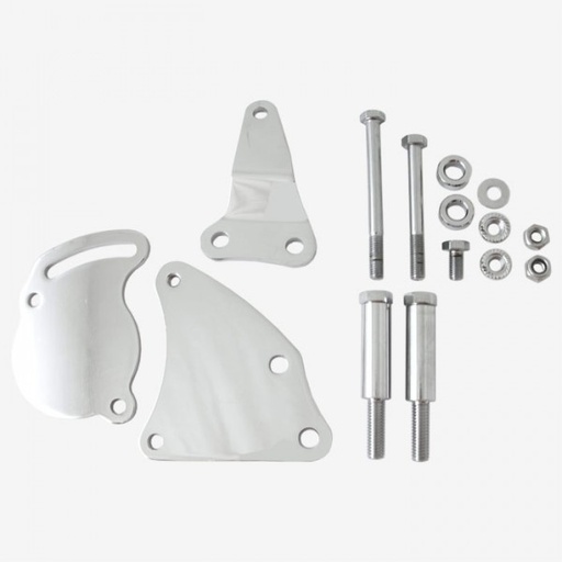 [41341] Power Steering Pump Bracket Kit Chrome Steel Chevrolet Small Block Swp Type II