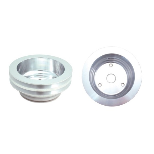 [4439] Pulley Crankshaft Double Groove Lwp Polished Alloy Small Block Chevrolet 265-400