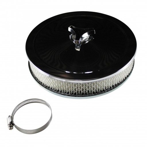 [456-111] Chrome Air Cleaner 9" Wide x 2" Tall Suit 2-5/8" WW Stromberg Carburettor