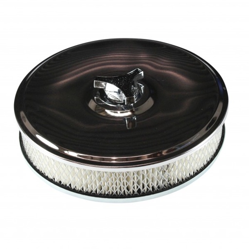 [456-161] Chrome Air Cleaner 9" Wide x 2" Tall 3-1/16"(80mm) Nikki Carb Paper Element