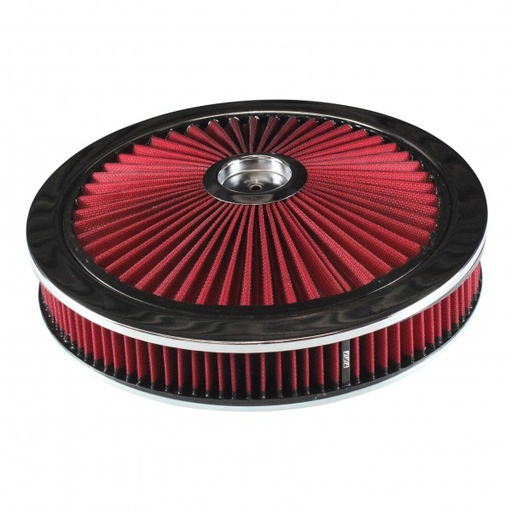 [47632] Extraflow Red Chrome Air Filter Cleaner 14" x 2" Holley Holden Quadrajet Base