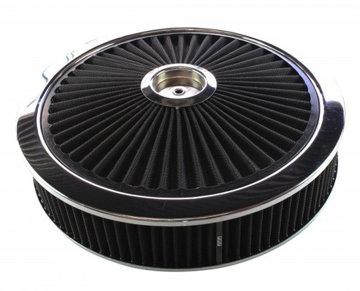 [47651] Extraflow Black Chrome Air Filter Cleaner 14" x 3" Holley Holden Quadrajet Base