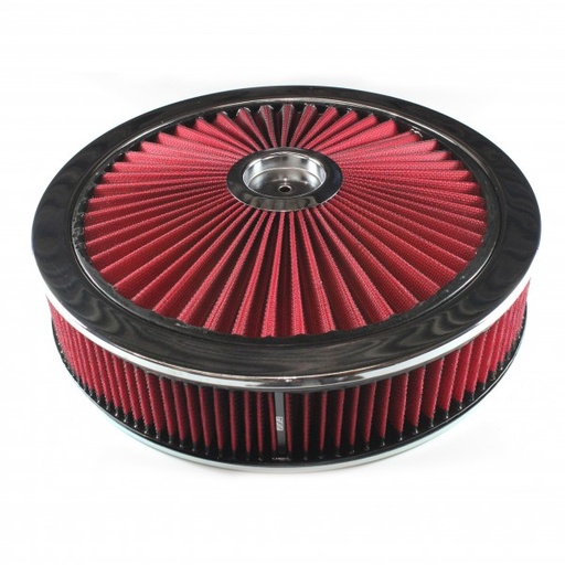 [47652] Extraflow Red Chrome Air Filter Cleaner 14" x 3" Holley or Holden Quadrajet Base