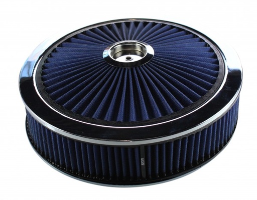 [47656] Extraflow Blue Chrome Air Filter Cleaner 14" x 3" Holley Holden Quadrajet Base