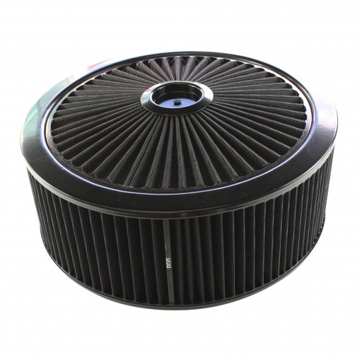 [47689] Extraflow All Black Air Filter Cleaner 14" x 5" Holley or Holden Quadrajet Base