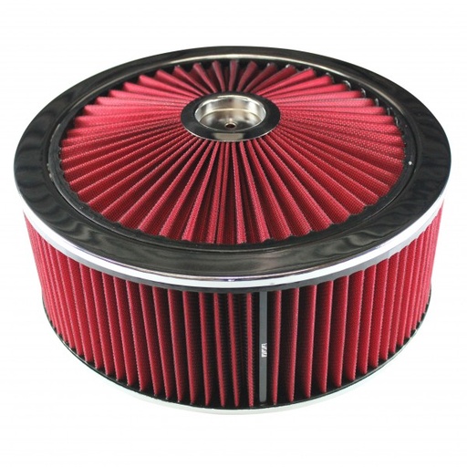 [47692] Extraflow Red Chrome Air Filter Cleaner 14" x 5" Holley Edelbrock Recessed Base