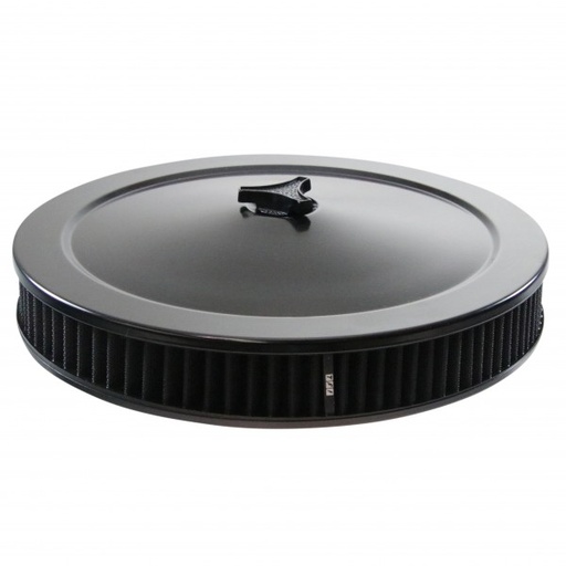 [476-941BLK] Black Air Filter Cleaner 14" x 2" Holley Rochester Recessed Base Washable Elemen