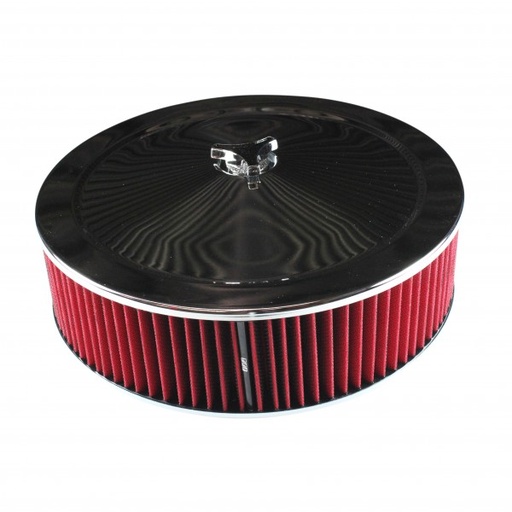 [478-941W] Chrome Air Filter Cleaner 14" x 4" Holley Rochester Recessed Base Red Washable