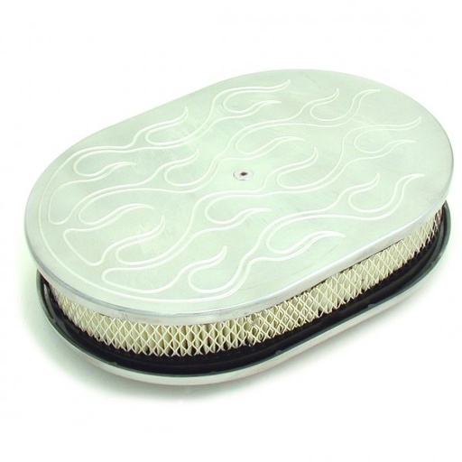 [4917] Oval Polished Flamed Air Cleaner 12" x 2"  Holley Edelbrock Quadrajet Carter