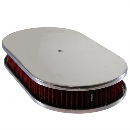 [49252] Oval Smooth Air Cleaner 15" x 2" Holley Edelbrock Quadrajet Carter Red Filter