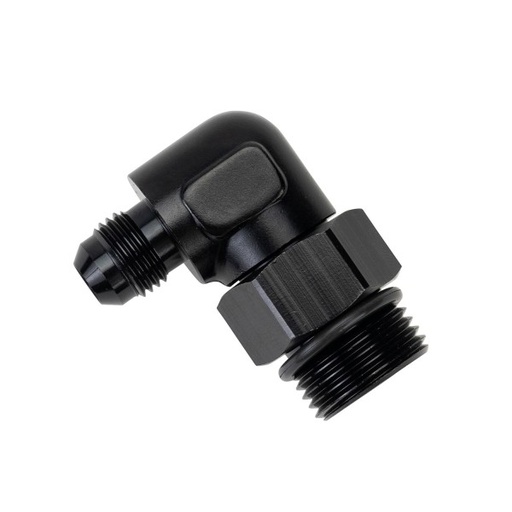[59506] Aluminum Cooler/Adapter Fitting 90° 7/8-14 UNF x -6AN Male Derale