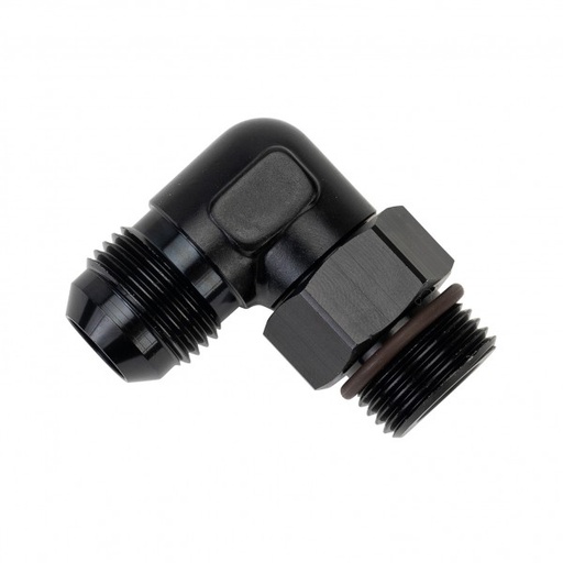 [59510] Aluminum Cooler/Adapter Fitting 90° 7/8-14 UNF x -10AN Male Derale 59100