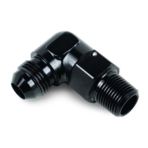 [59606] Aluminum Cooler/Adapter Fitting 90° 3/8" NPT x -6AN Male Derale