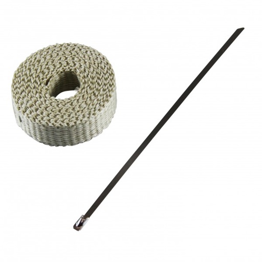 [621010E] Exhaust Wrap 25mm(1") x 3mt(10ft) with Stainless Steel Lock Tie Rated 650°C