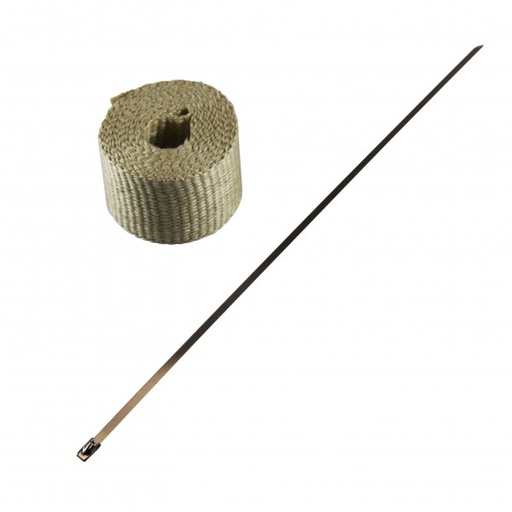 [622010E] Exhaust Wrap 50mm(2") x 3mt(10ft) with Stainless Steel Lock Tie Rated 650°C