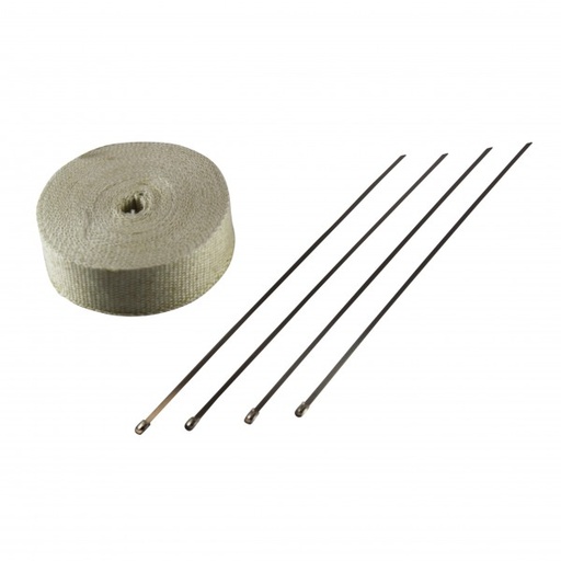 [622050E] Exhaust Wrap 50mm(2") x 15mt(50ft) with 4 Stainless Steel Lock Tie Rated 650°C