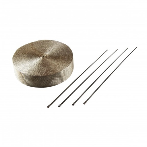 [622100E] Exhaust Wrap 50mm(2") x 30mt(100ft) with 4 Stainless Steel Lock Tie Rated 650°C
