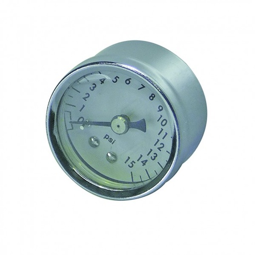 [66-081] Fuel pressure gauge 0-15 lbs, 1-1/2 inch diameter, high-polished chrome bezel