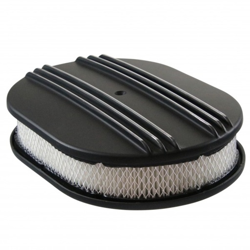 [66-416] Oval Black Dual Centre Finned Air Cleaner 12" x 2" Holley Edelbrock Quadrajet