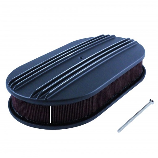 [66-424] Oval Black Dual Centre Finned Air Cleaner 15" x 2" Holley Edelbrock Quadrajet