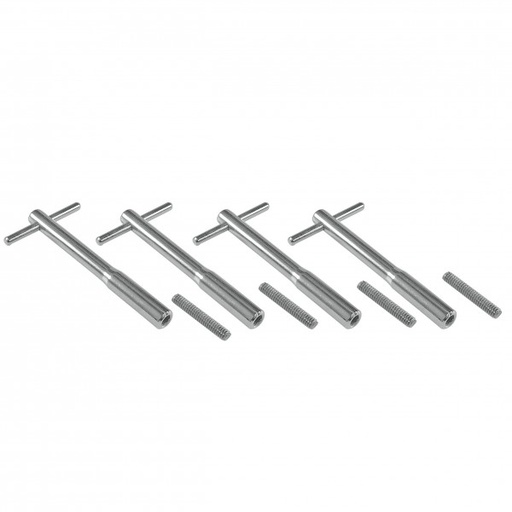 [66-490] Valve Cover Hold Down T Bar Chrome 3-3/4"(95mm) Long x 1/4" Thread Set 4