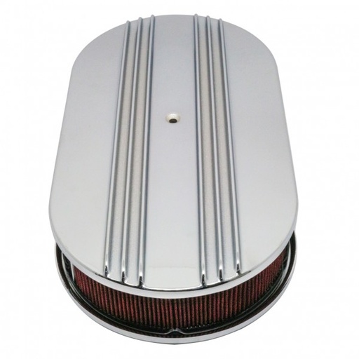 [68-373] Oval Dual Centre Finned Air Cleaner 15" x 2" Holley Edelbrock Quadrajet Carter